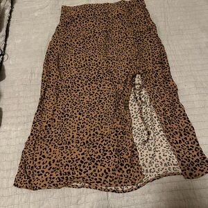 URBAN Romantics Brown Leopard Print Midi Skirt